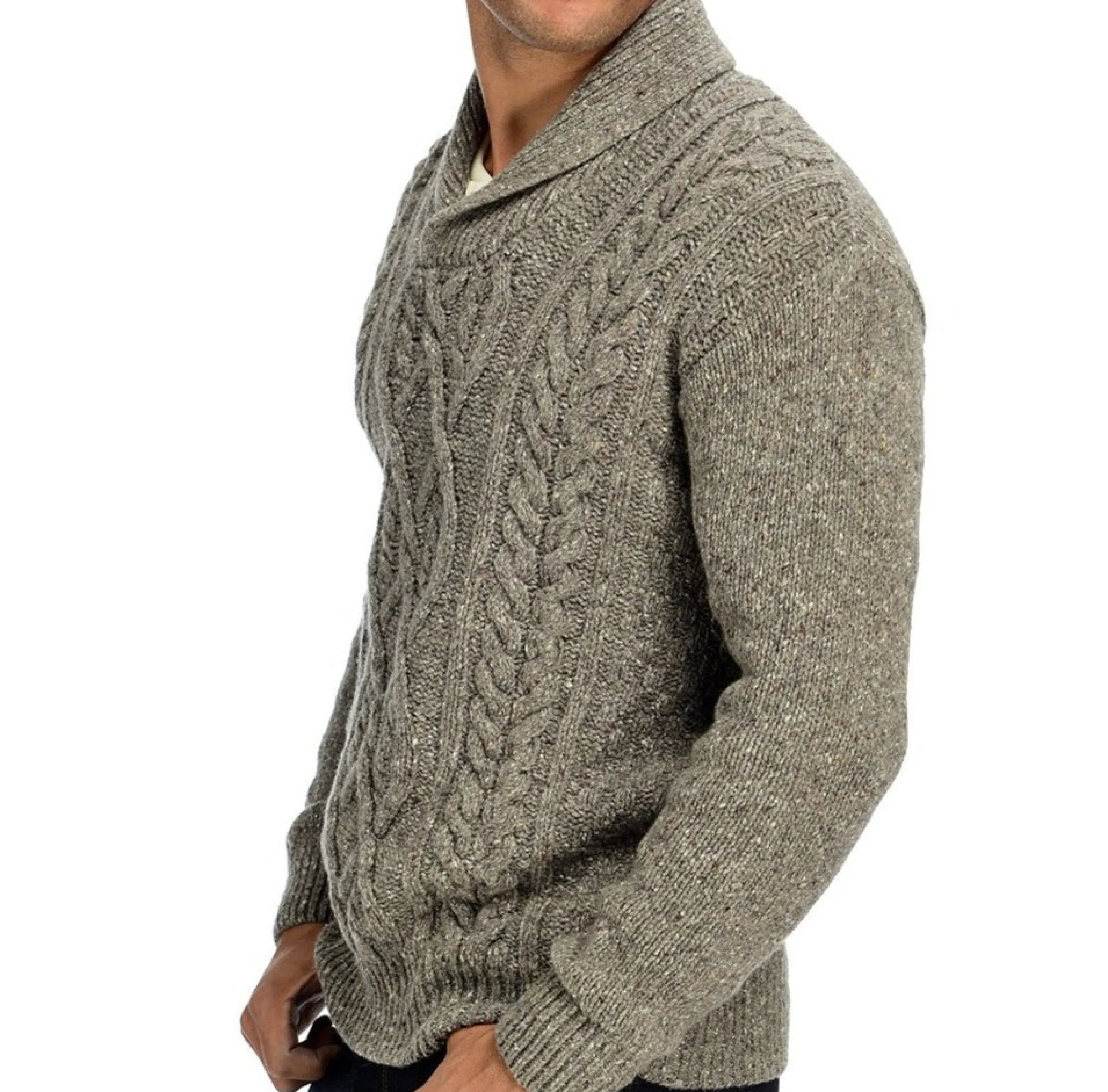 Clearance Irelandseye Knitted Clonard Shawl Collar Cable Pullover Men Outerwear