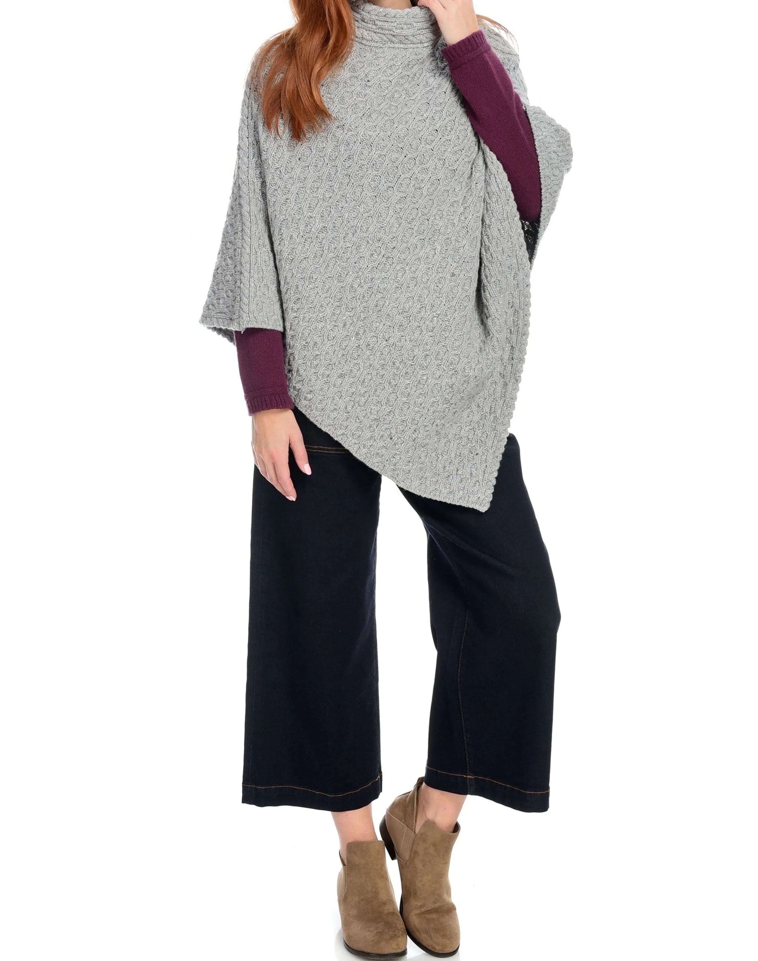 Sale Irelandseye Newport High Neck Cable Poncho Women Tops