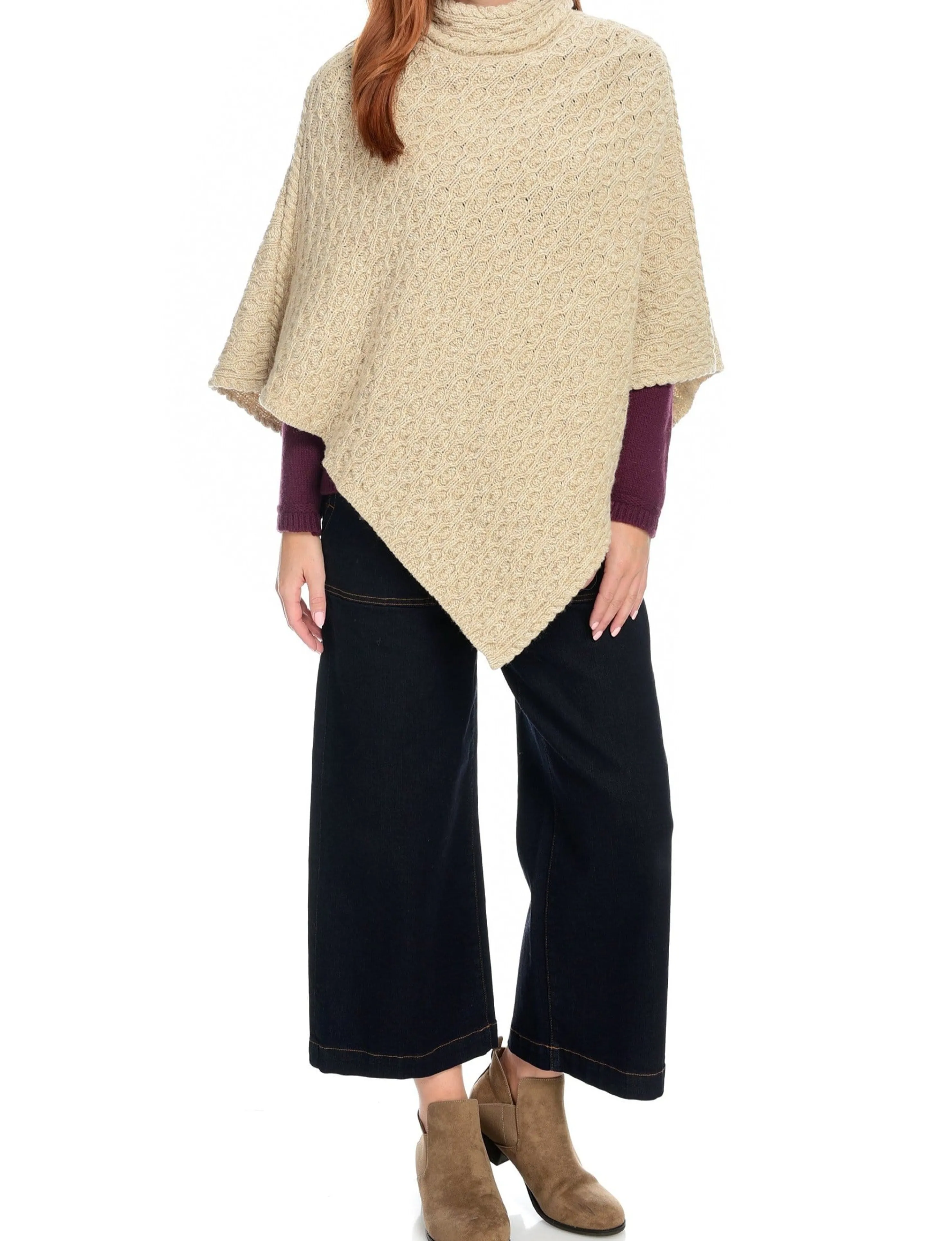Clearance Irelandseye Newport High Neck Cable Poncho Women Outerwear