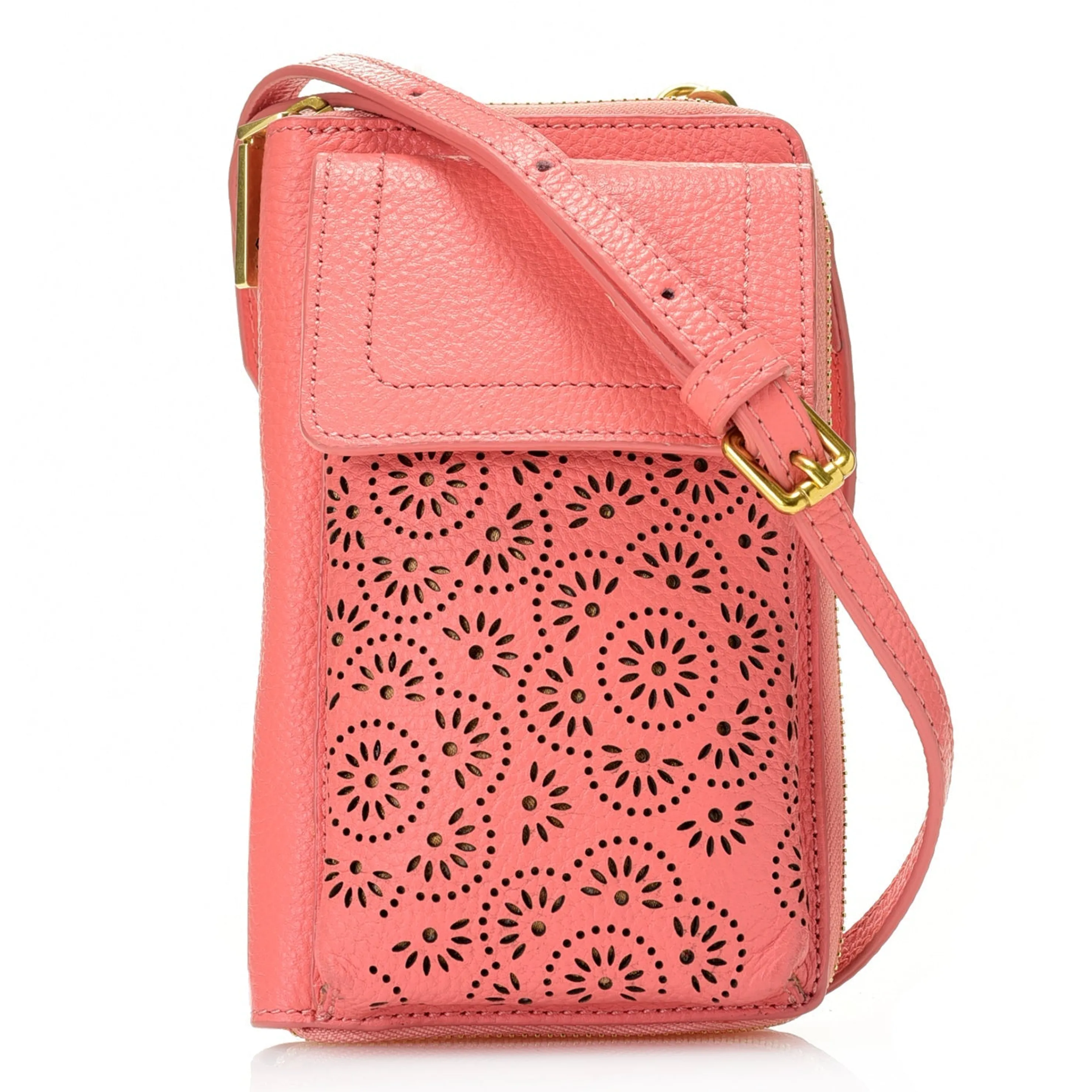 Hot Leah Perforated Leather Phone Case Crossbody Crossbody