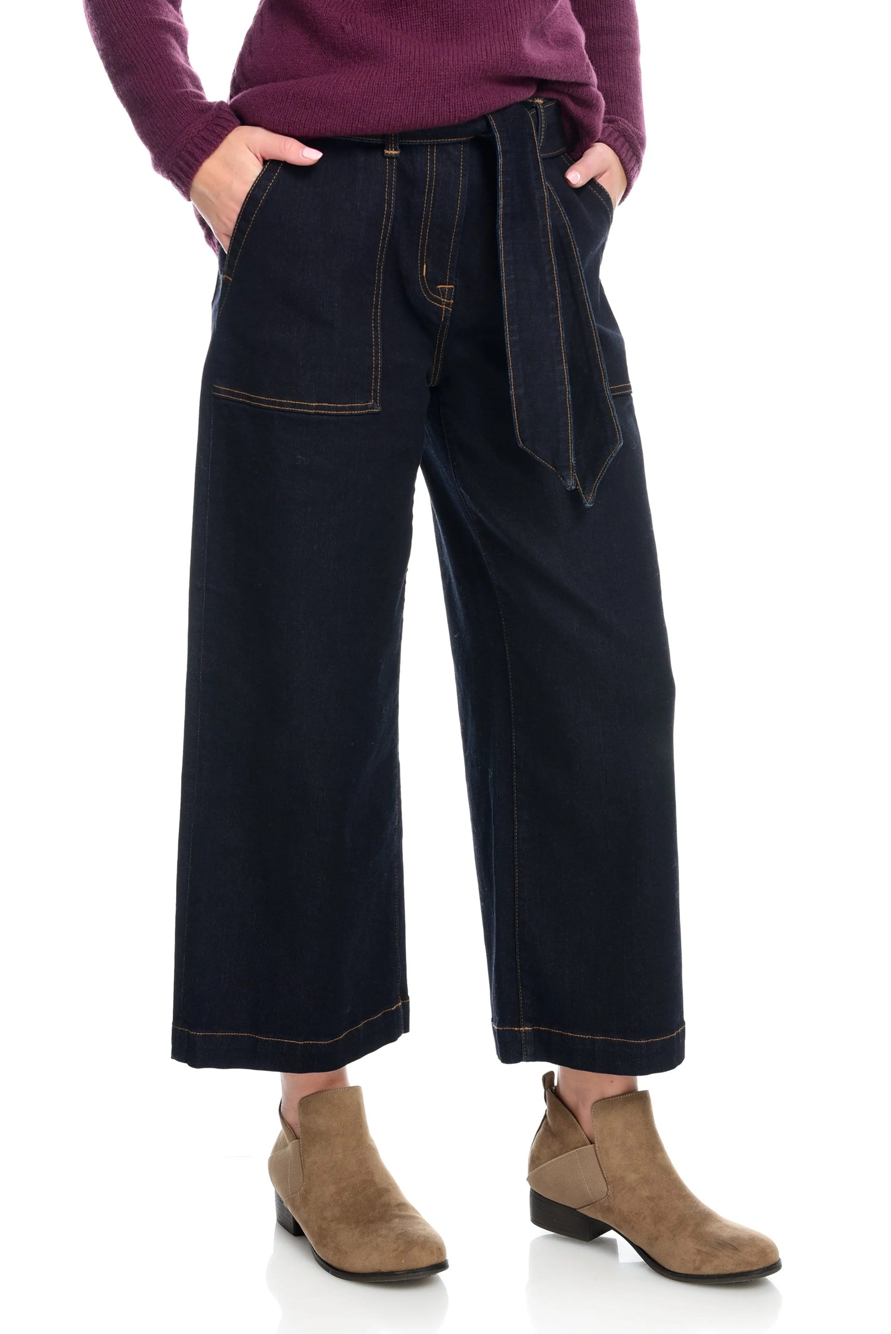 Discount Wide Leg Cropped Jean Women Bottoms