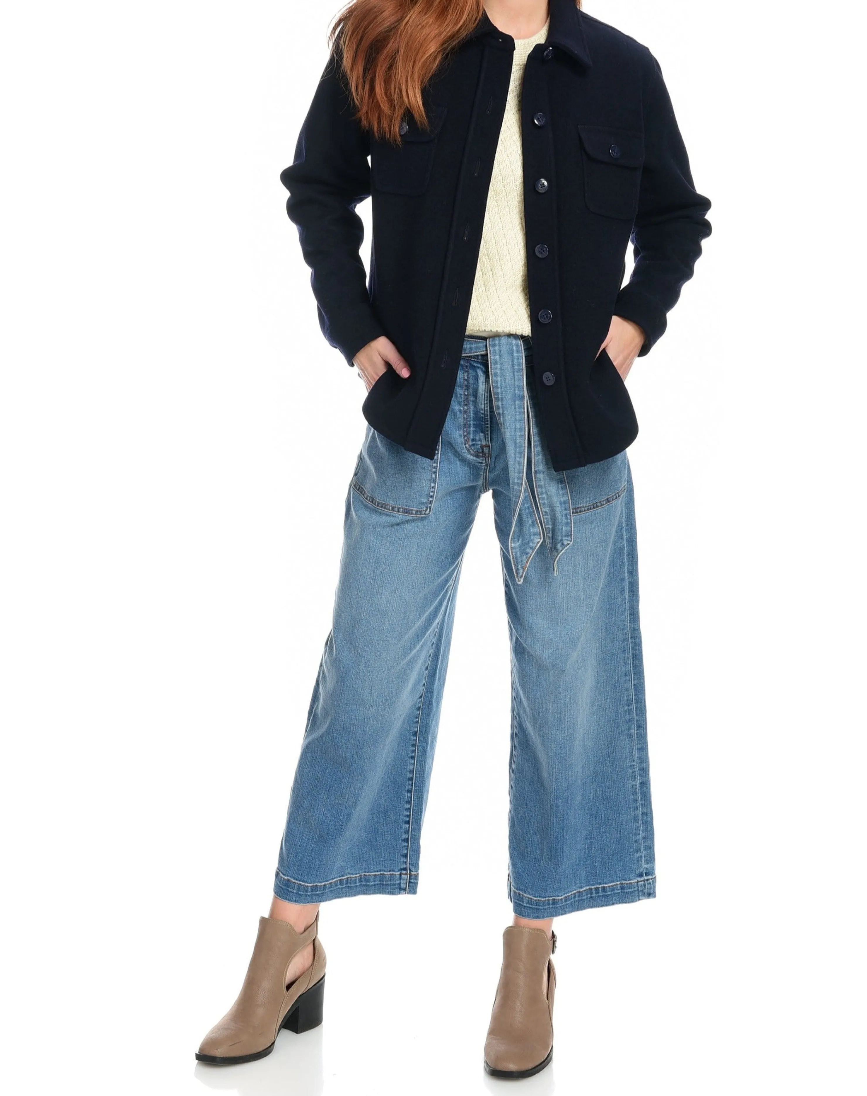 Discount Wide Leg Cropped Jean Women Bottoms